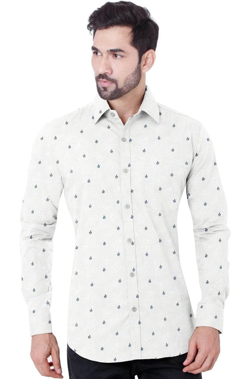 Casual White Printed Cotton Shirt - styleflea