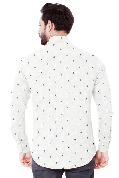 Casual White Printed Cotton ShirtShirt - styleflea