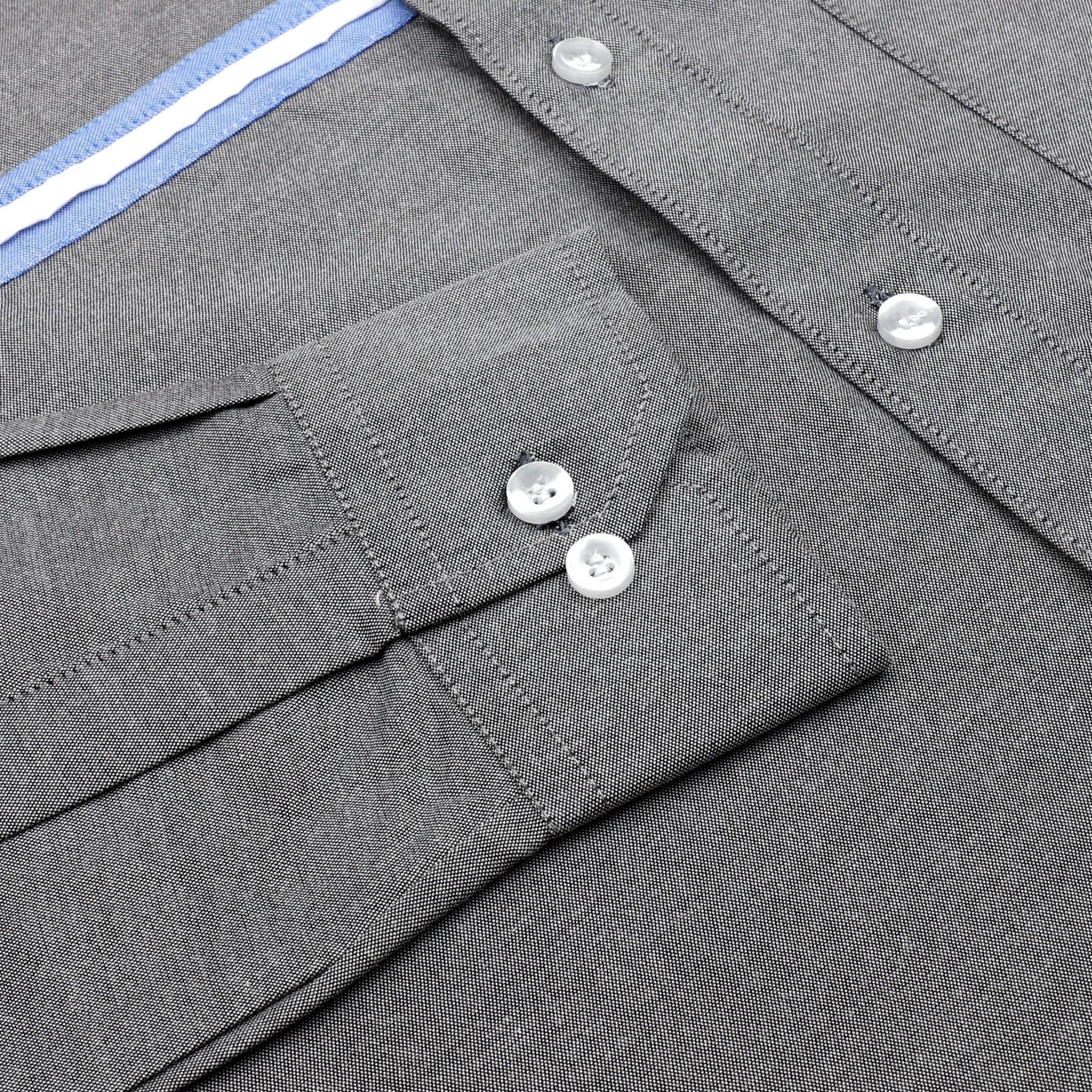 Charcoal Blue Stripes Cotton Shirt - styleflea