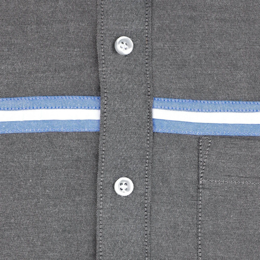 Charcoal Blue Stripes Cotton Shirt - styleflea