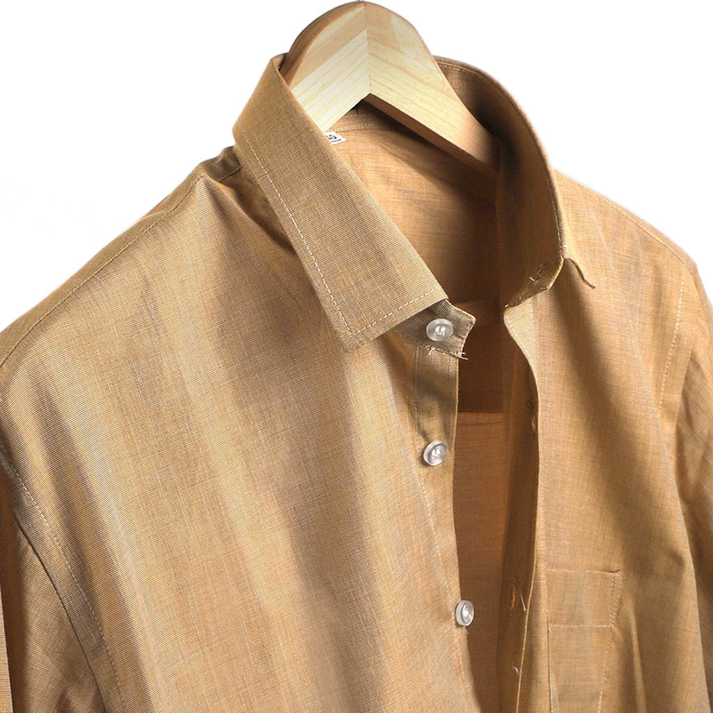 Coffee Gingham Cotton Shirt - styleflea