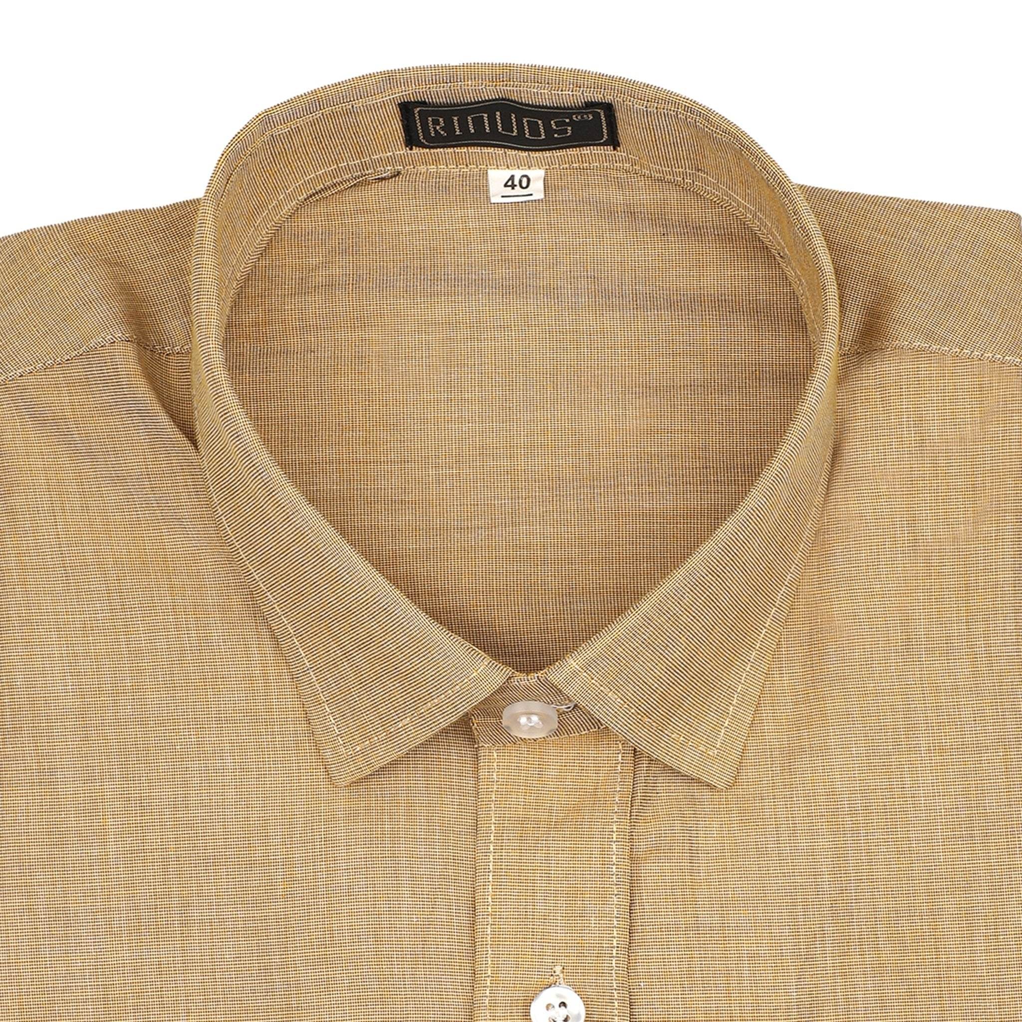 Coffee Gingham Cotton Shirt - styleflea