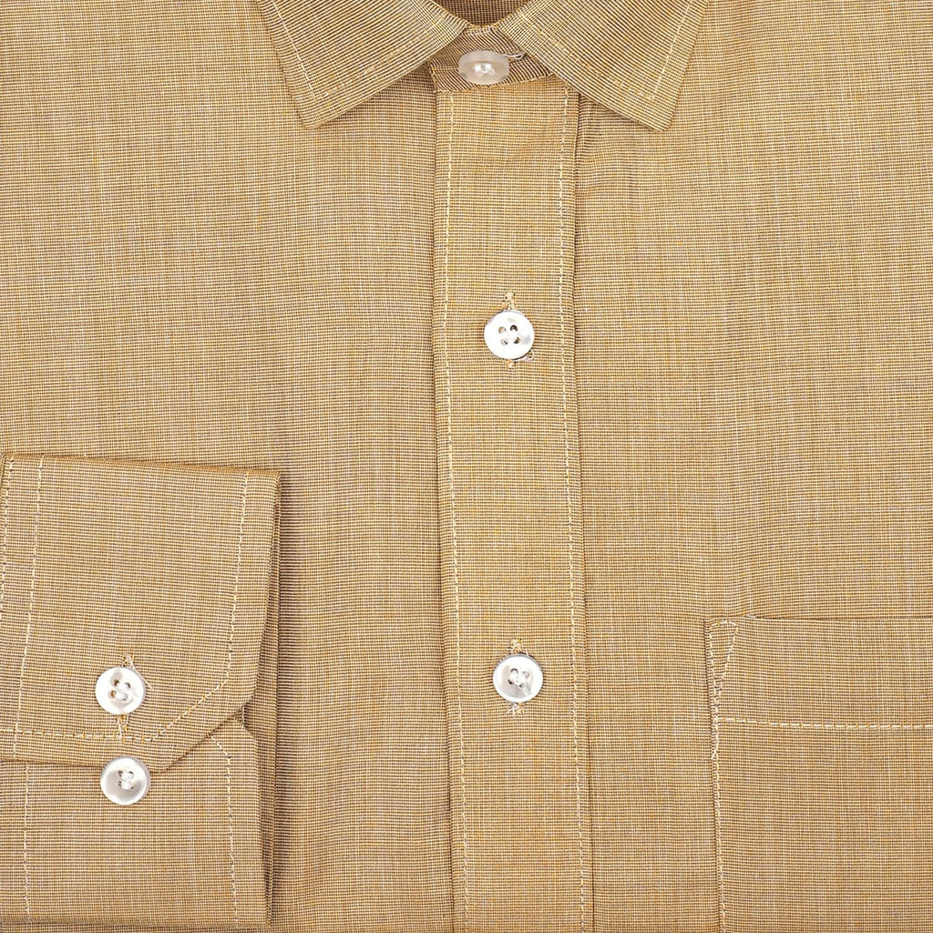 Coffee Gingham Cotton Shirt - styleflea