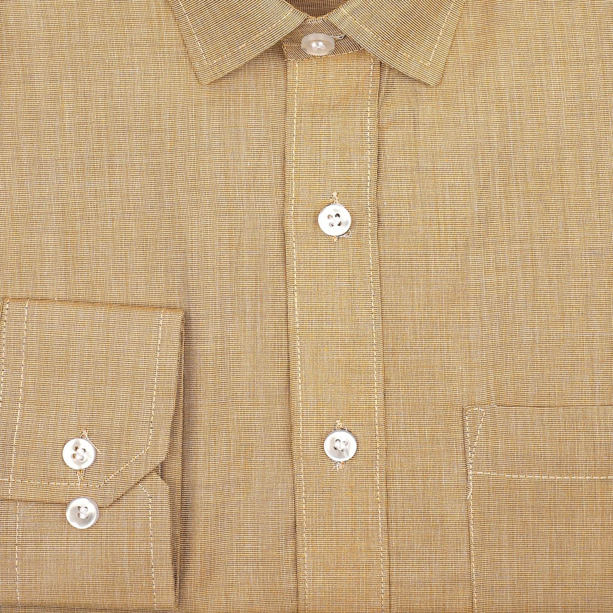 Coffee Gingham Cotton Shirt - styleflea