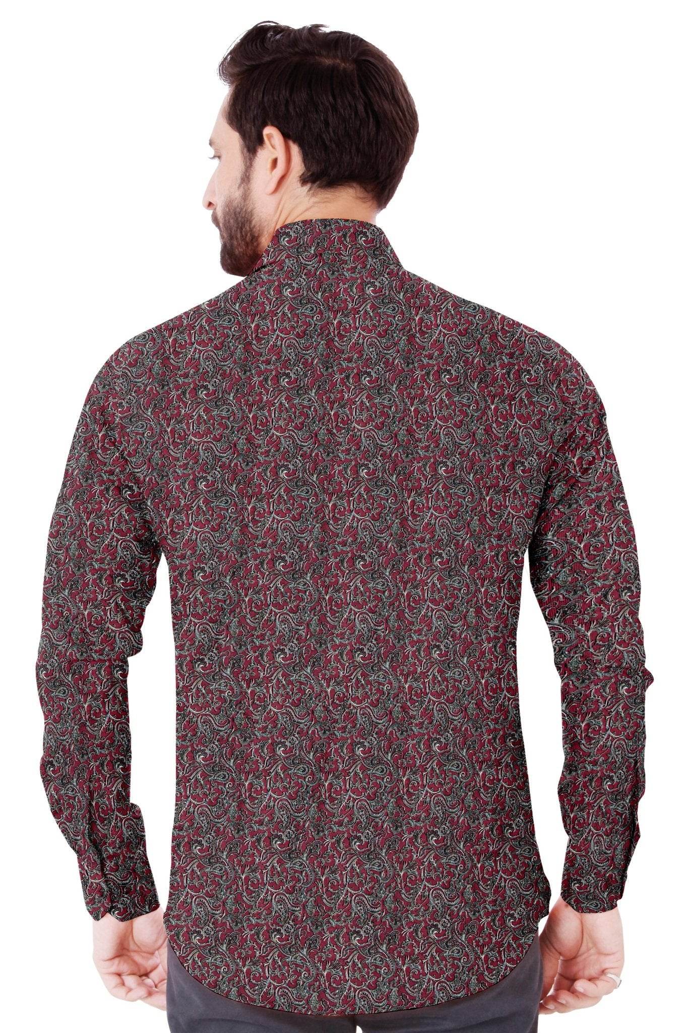 Crimson Paisley Cotton Shirt - styleflea