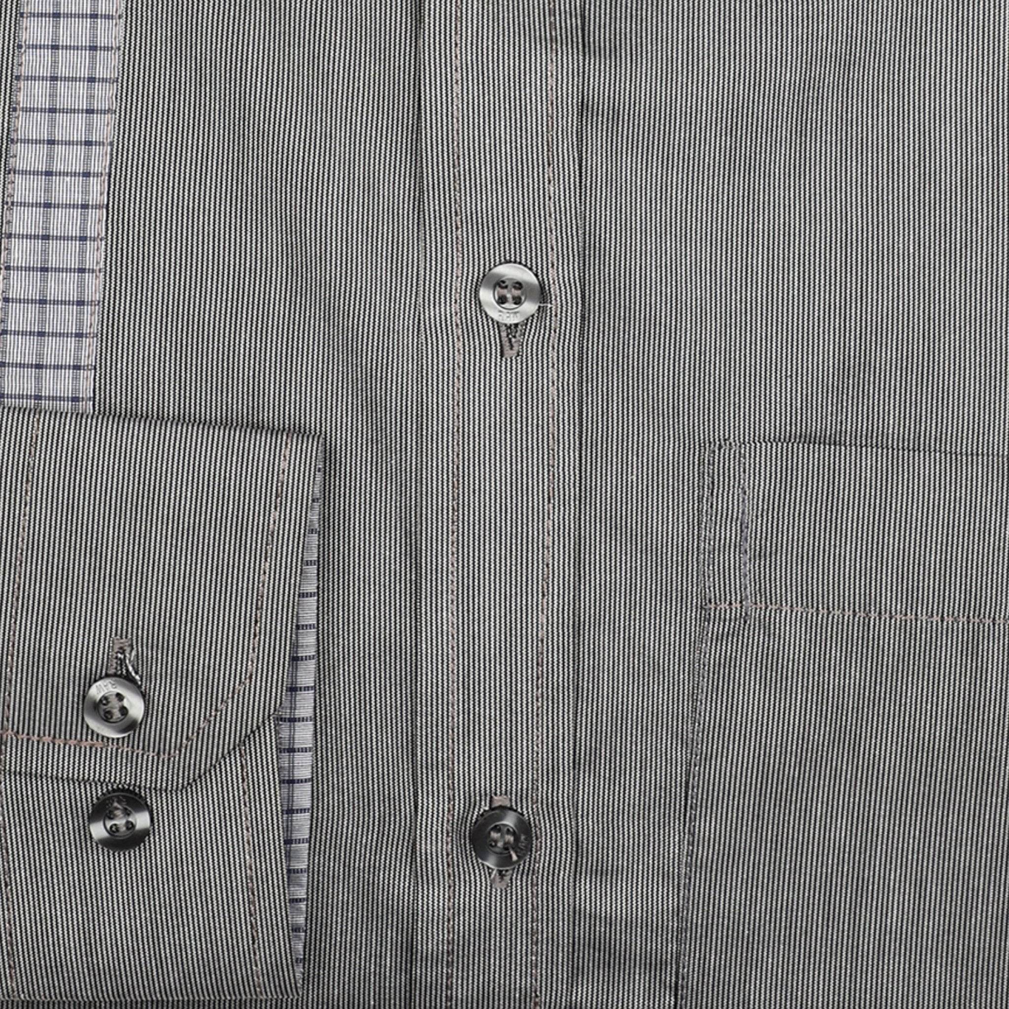 Dark Grey Stripes Cotton Shirt - styleflea