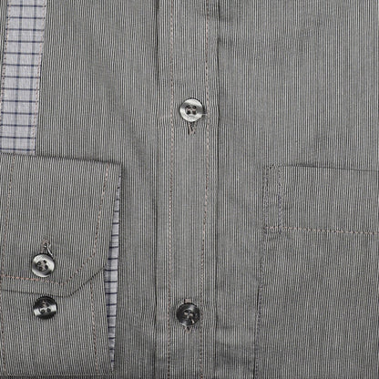 Dark Grey Stripes Cotton Shirt - styleflea