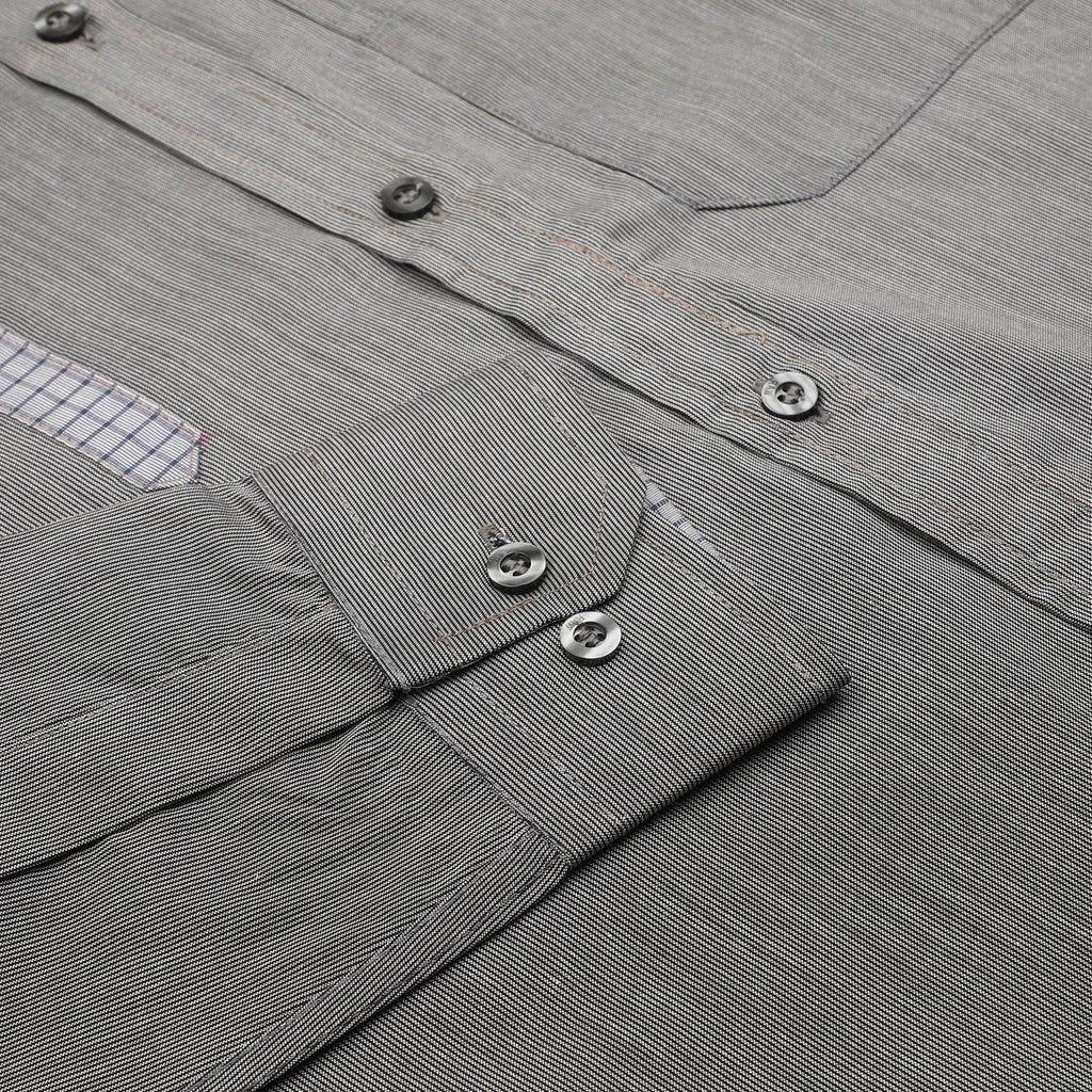 Dark Grey Stripes Cotton Shirt - styleflea