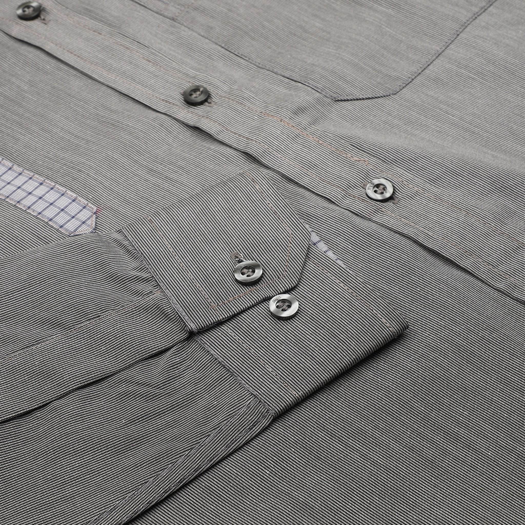 Dark Grey Stripes Cotton Shirt - styleflea