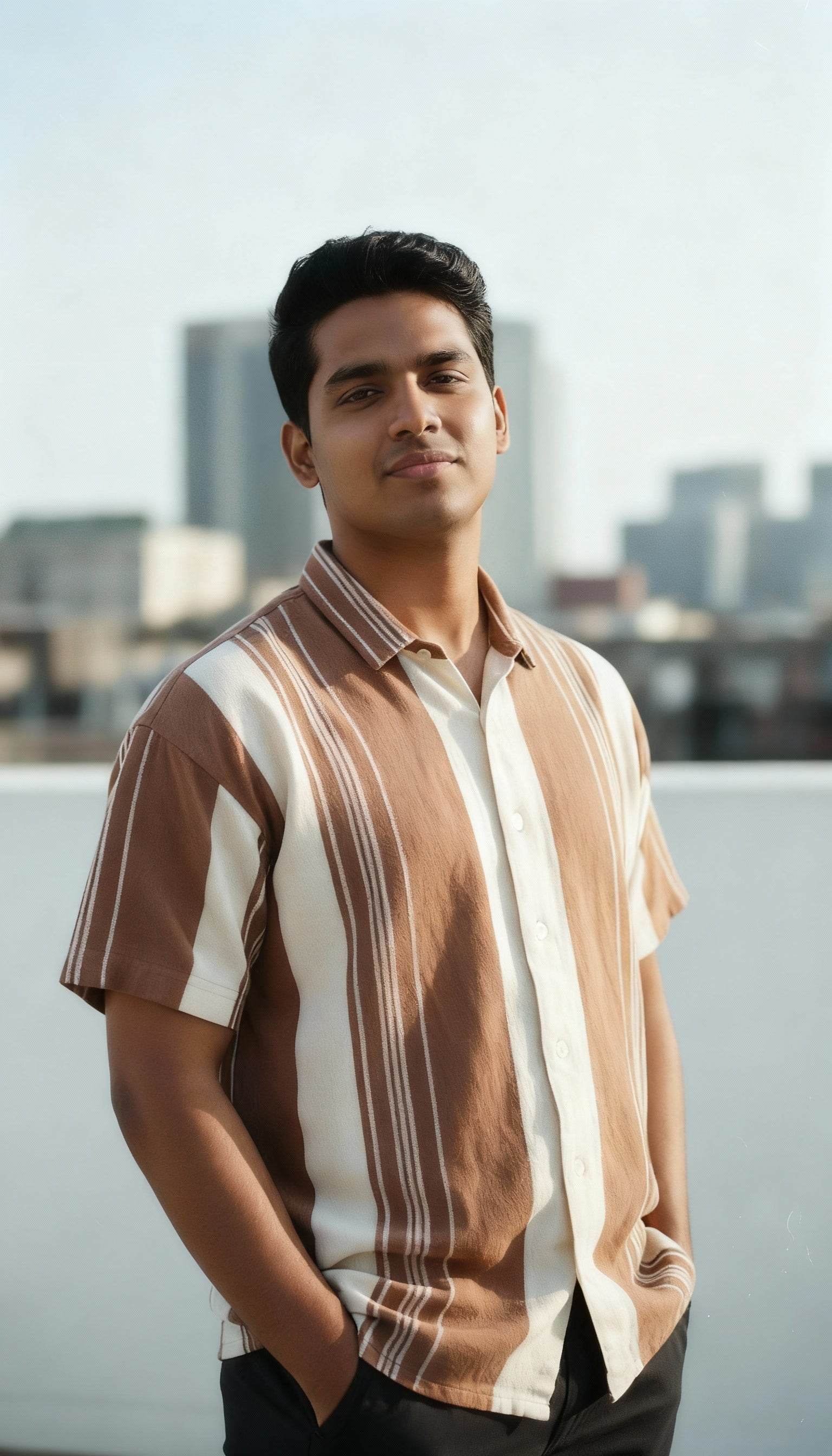 Earthy Brown Urban Stripe Knit Shirt - styleflea