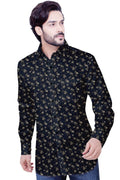 Floral Navy Printed Cotton Shirt - styleflea