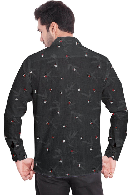 Grey Floral Cotton Shirt