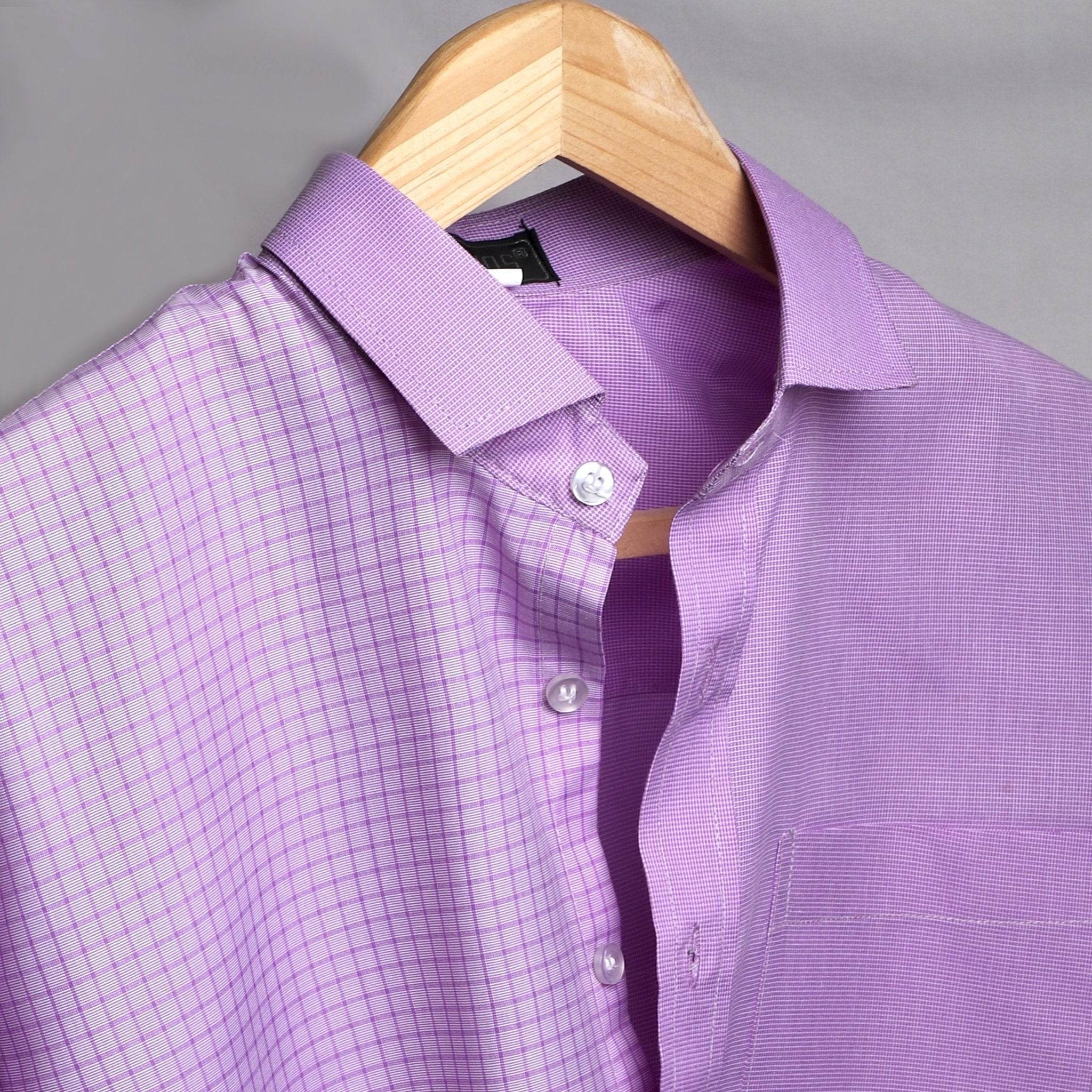 Lavender Checked Cotton Shirt - styleflea