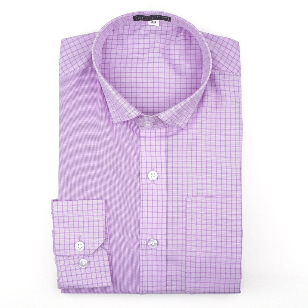Lavender Checkered Cotton Shirt - styleflea