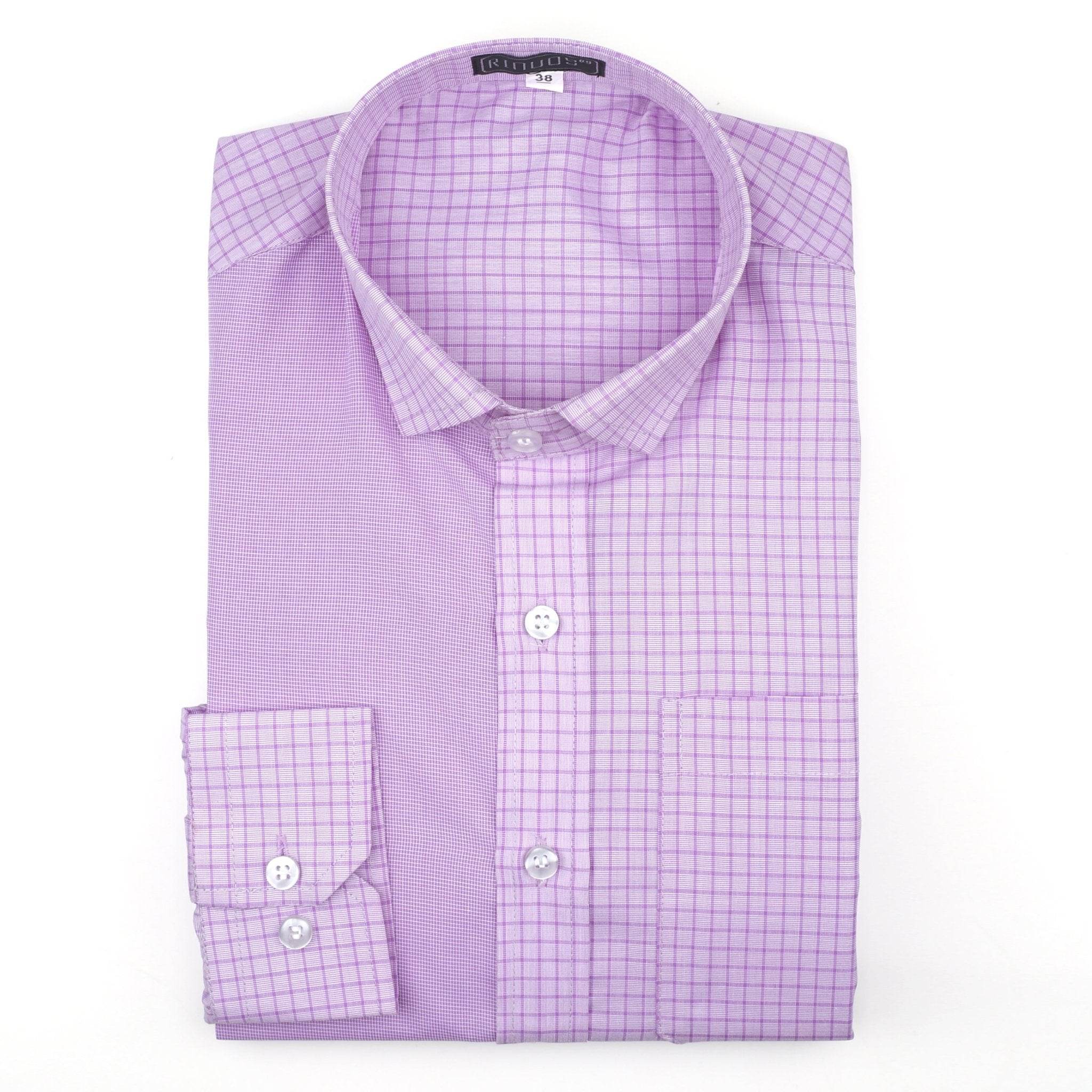 Lavender Checkered Cotton Shirt - styleflea