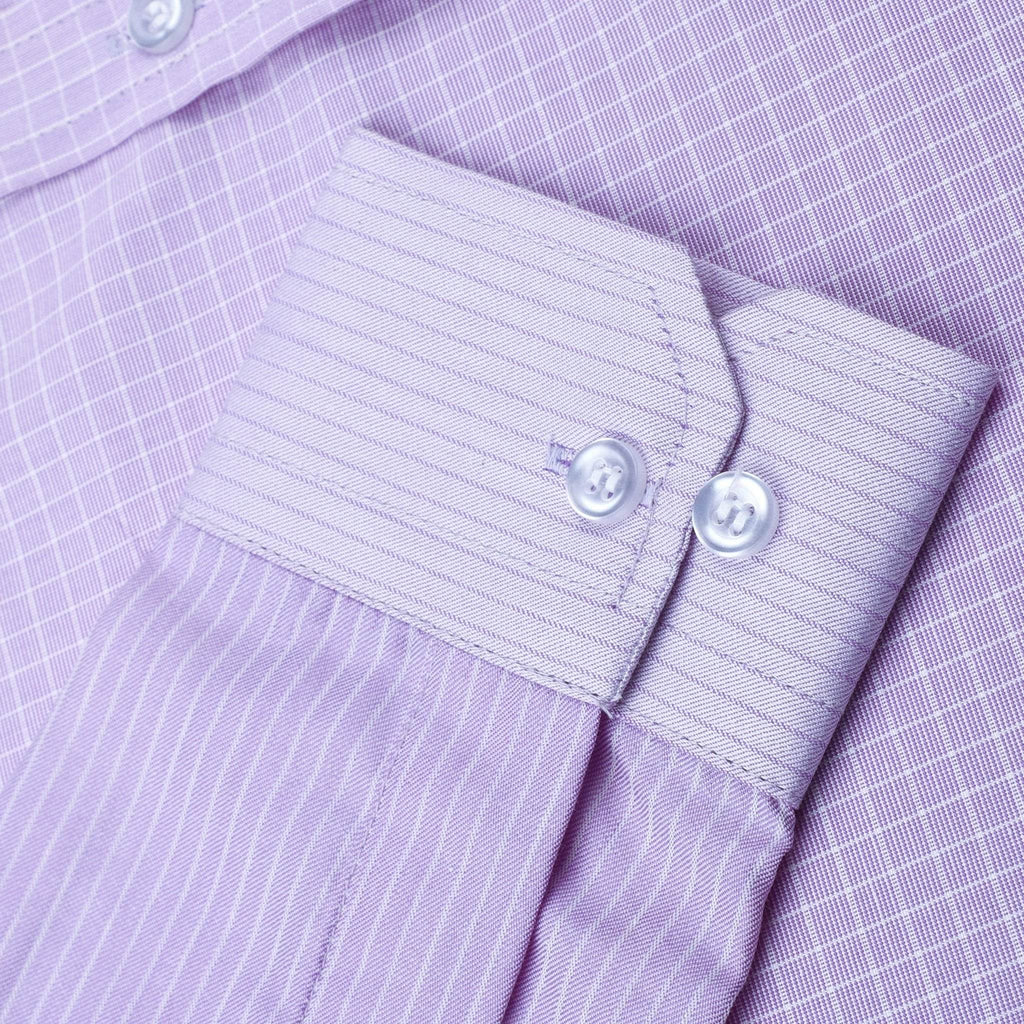 Lavender Checkered Cotton Shirt - styleflea
