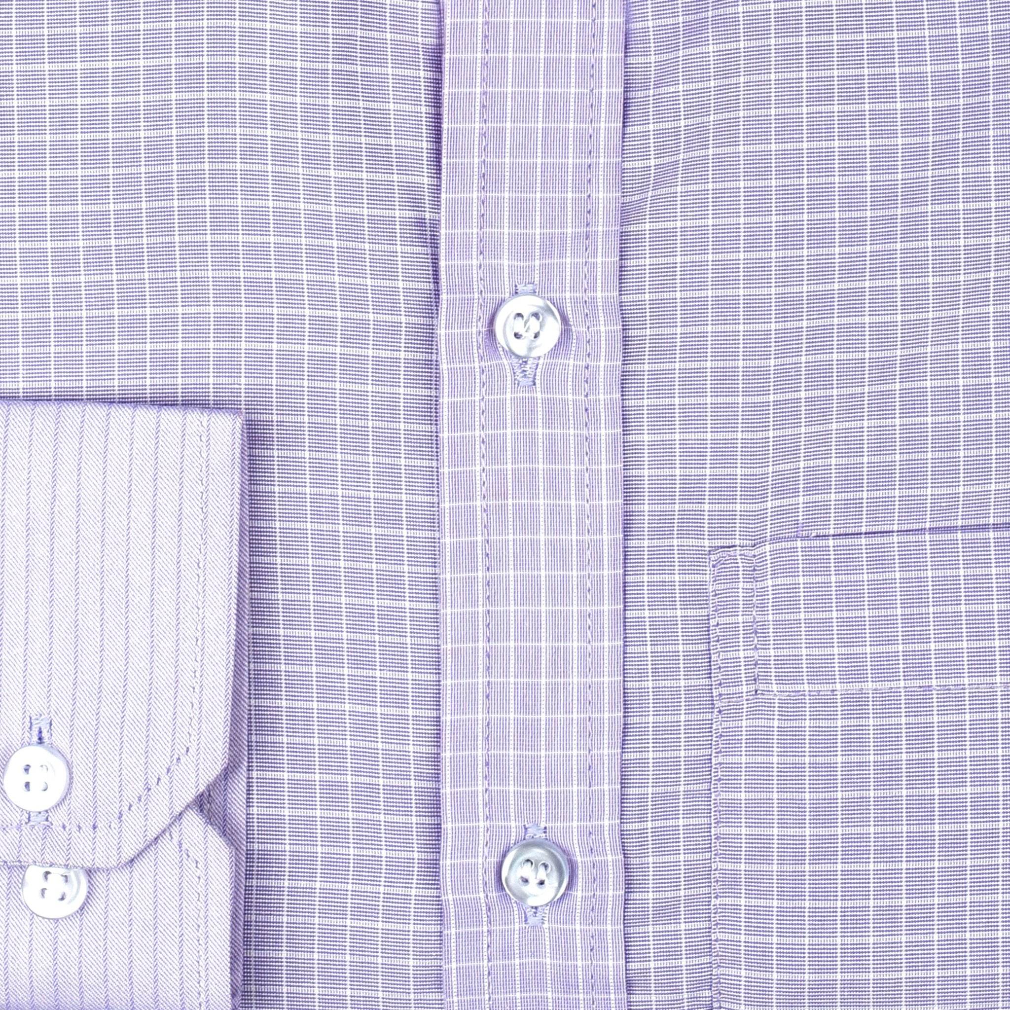 Lavender Checkered Cotton Shirt - styleflea