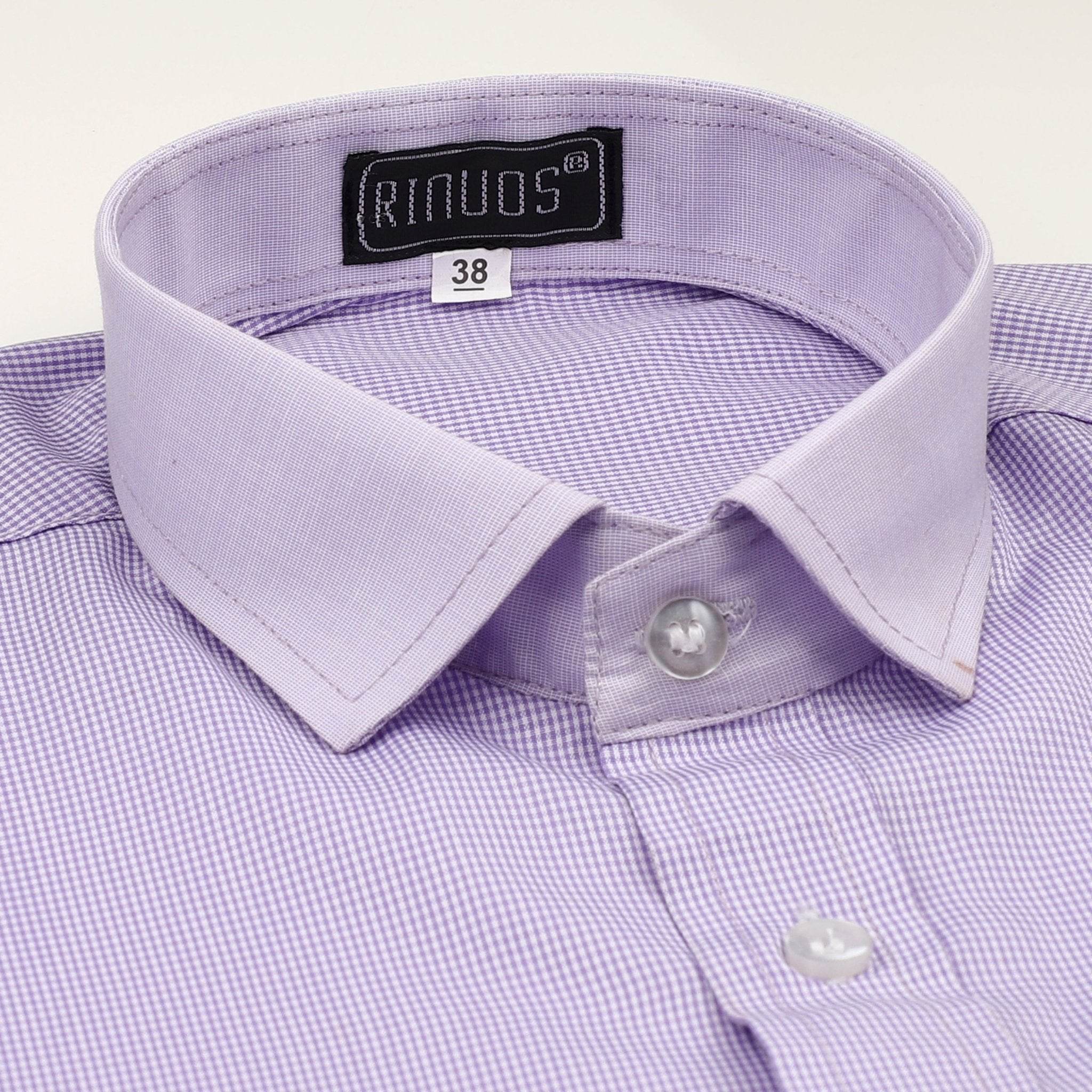 Lavender Checkered Cotton Shirt - styleflea