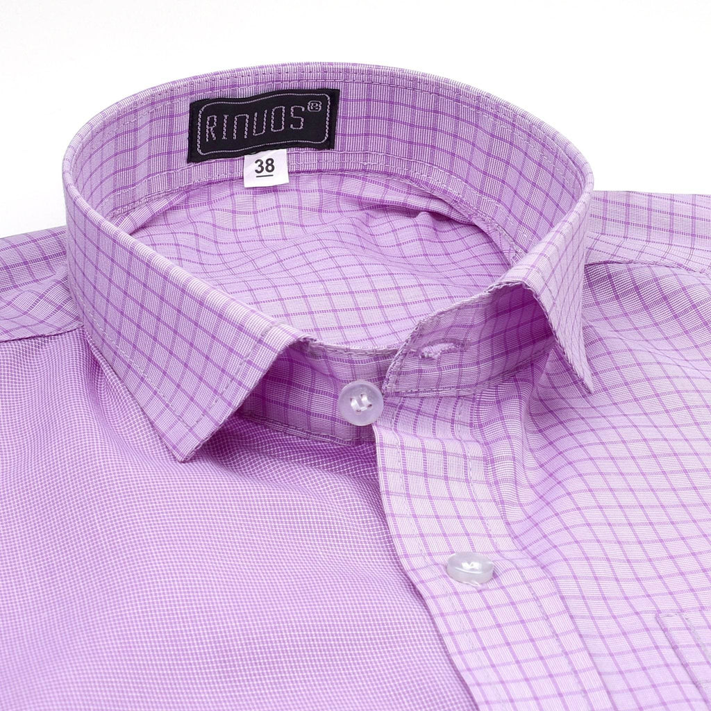 Lavender Checkered Cotton Shirt - styleflea