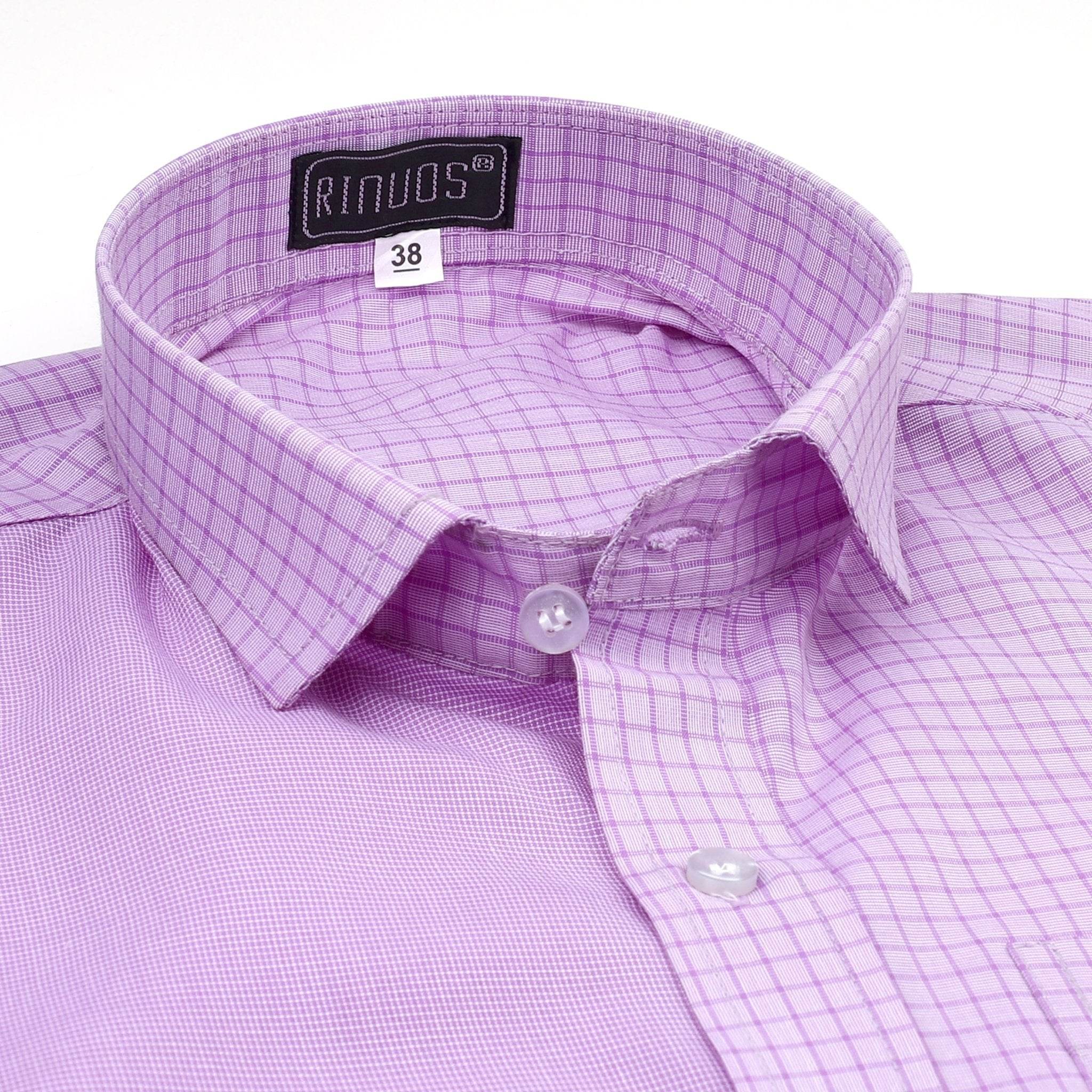 Lavender Checkered Cotton Shirt - styleflea