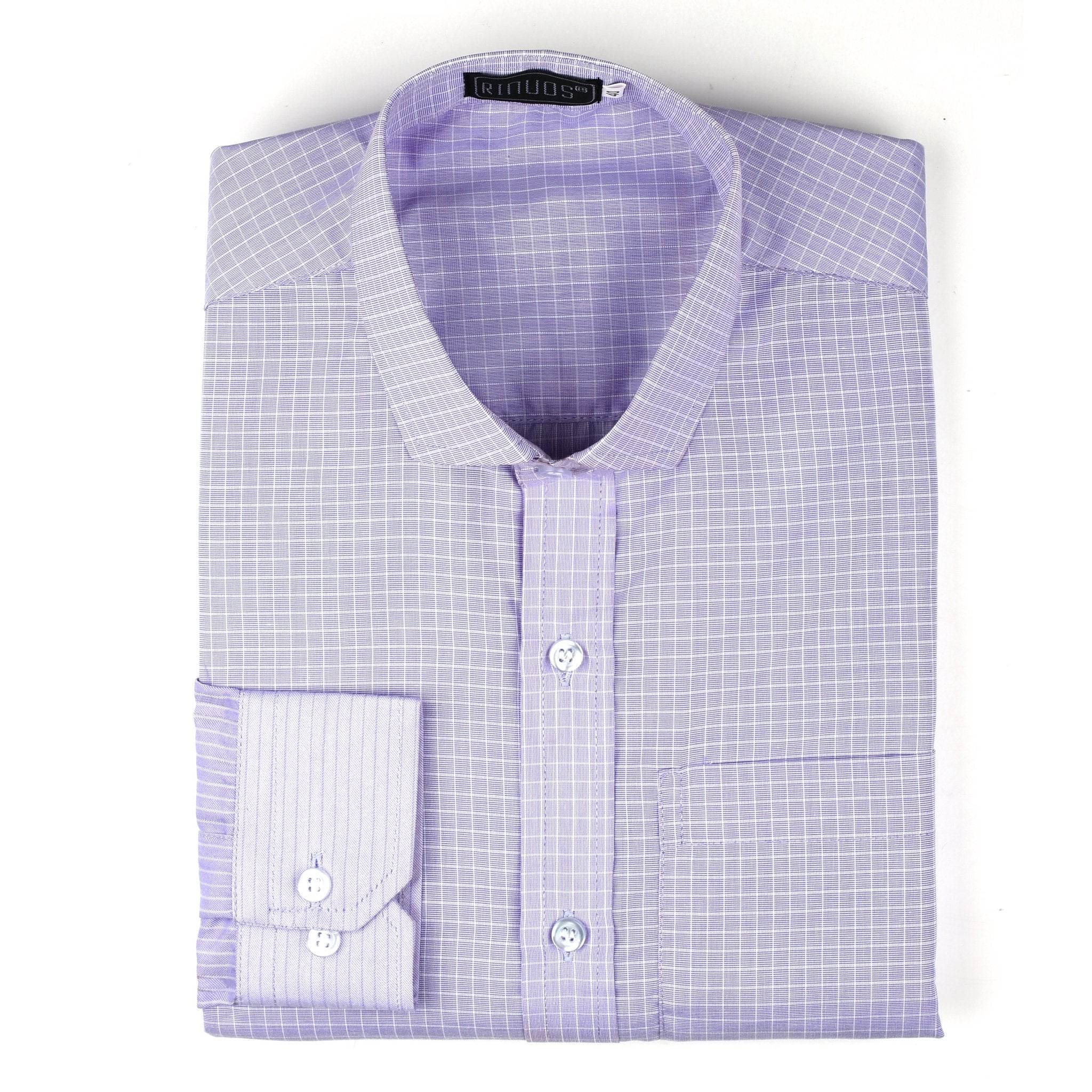 Lavender Checkered Cotton Shirt - styleflea