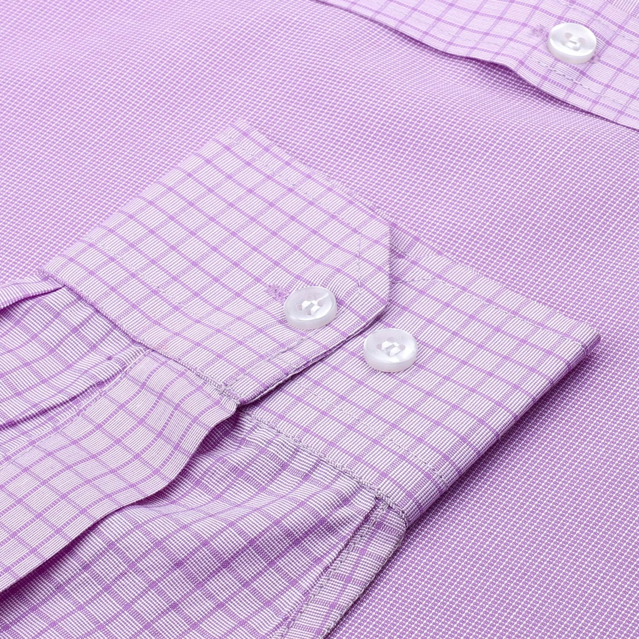 Lavender Checkered Cotton Shirt - styleflea