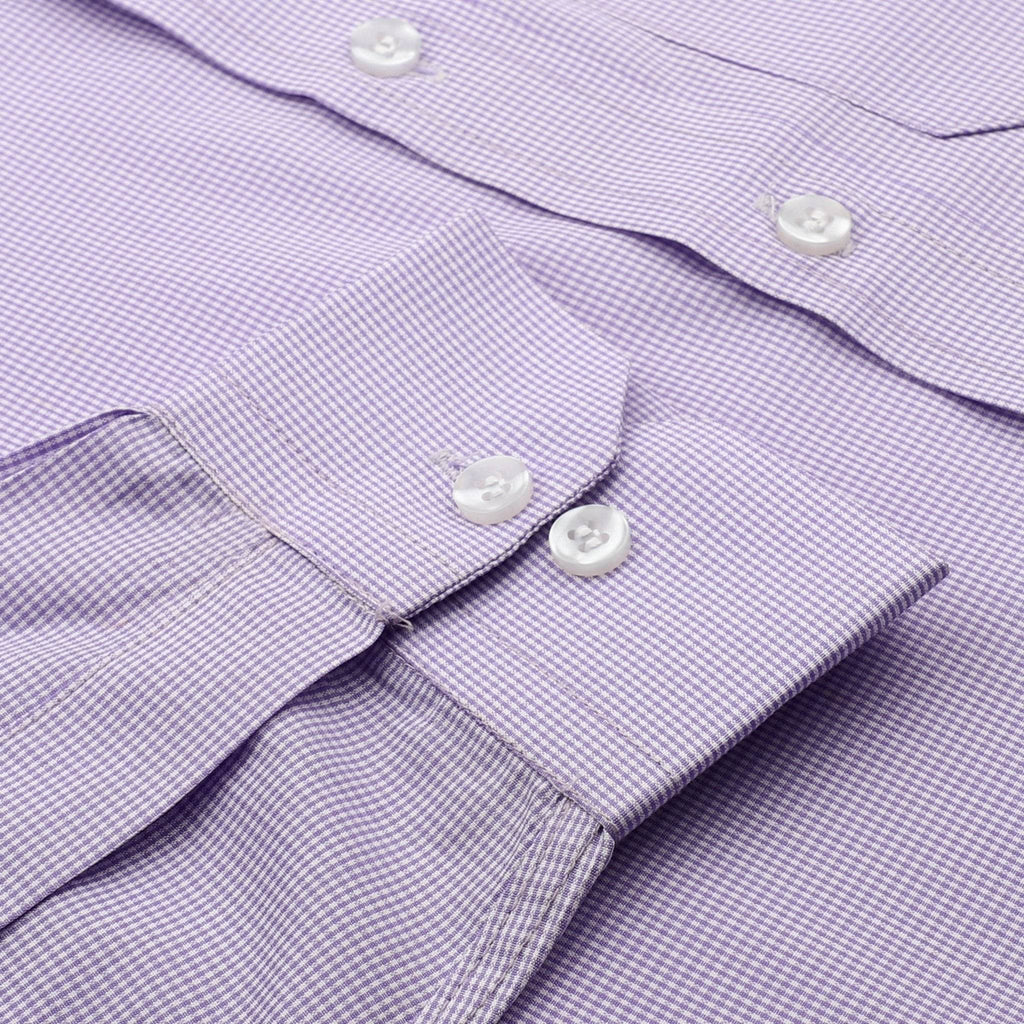 Lavender Checkered Cotton Shirt - styleflea
