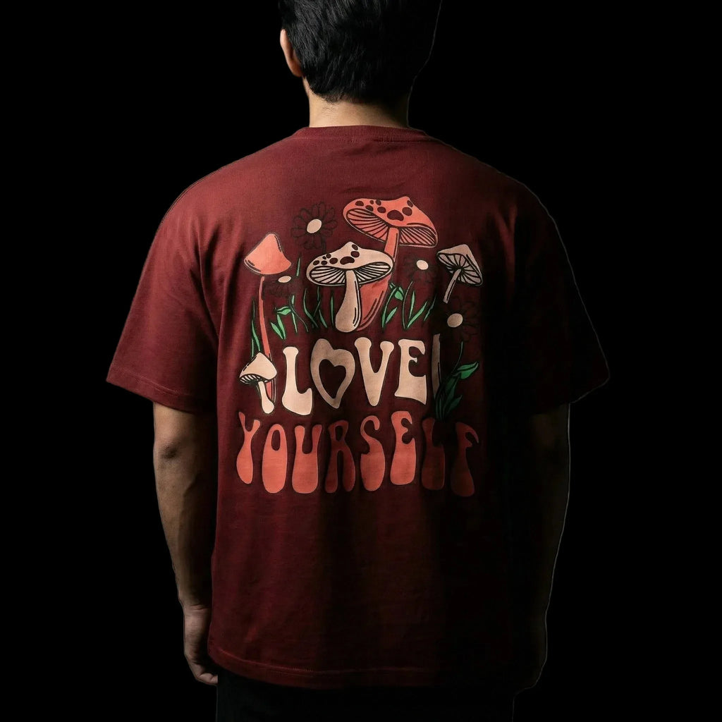 Love Yourself Burgundy Oversized T-Shirt - styleflea