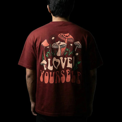 Love Yourself Burgundy Oversized T-Shirt - styleflea