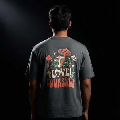 Love Yourself Charcoal Grey Oversize T-Shirt - styleflea
