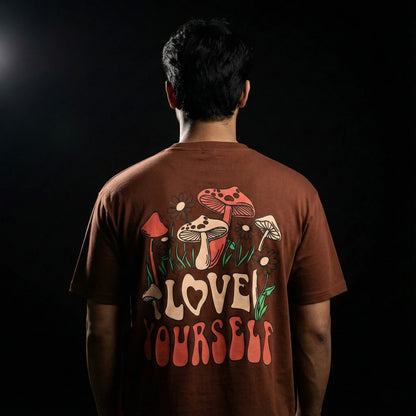 Love Yourself Earthy Brown Oversized T-Shirt - styleflea