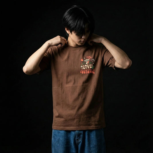 Love Yourself Earthy Brown Oversized T-Shirt - styleflea