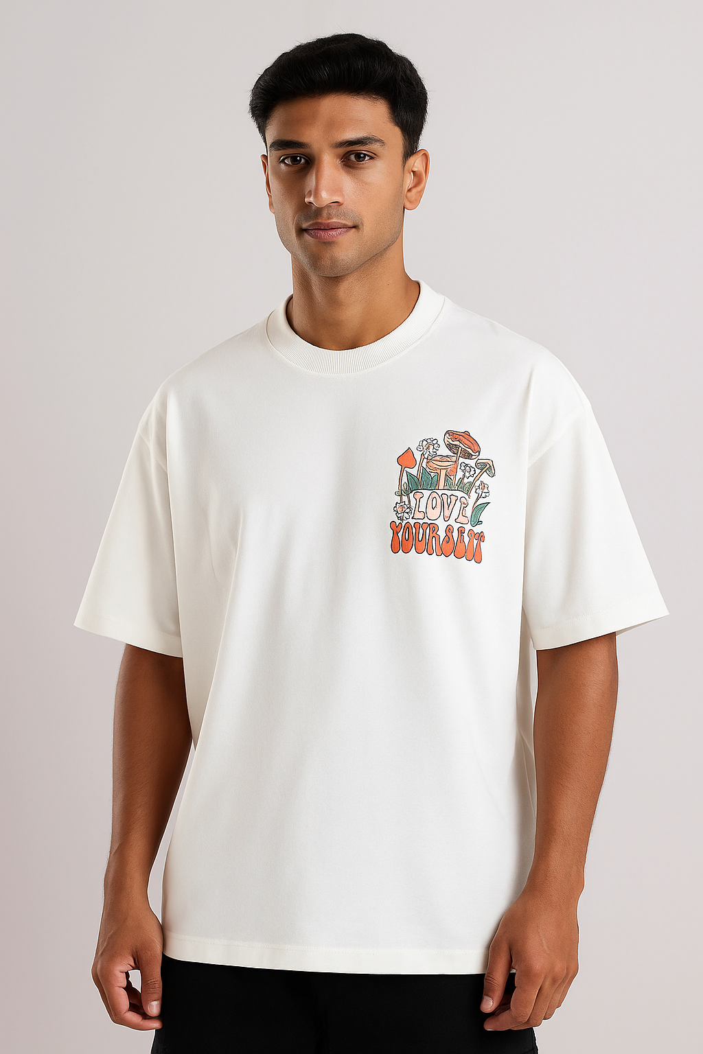  Love Yourself t-shirt in white, front view