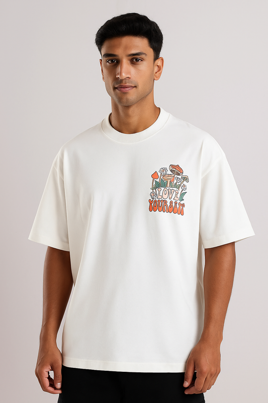  Love Yourself t-shirt in white, front view