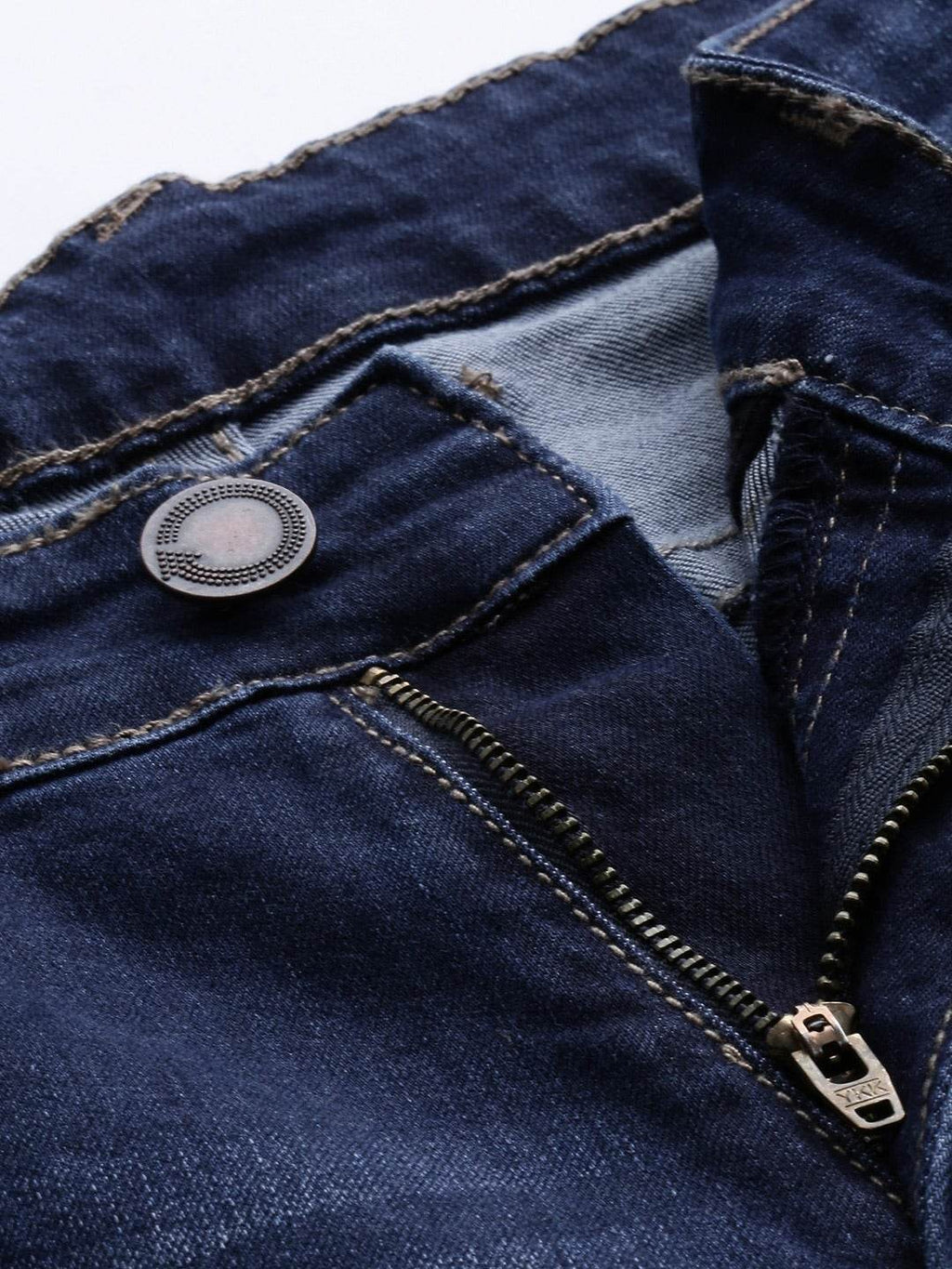 Men Blue Ankle Slim Tapered Slash Knee Stretchable Jeans - styleflea