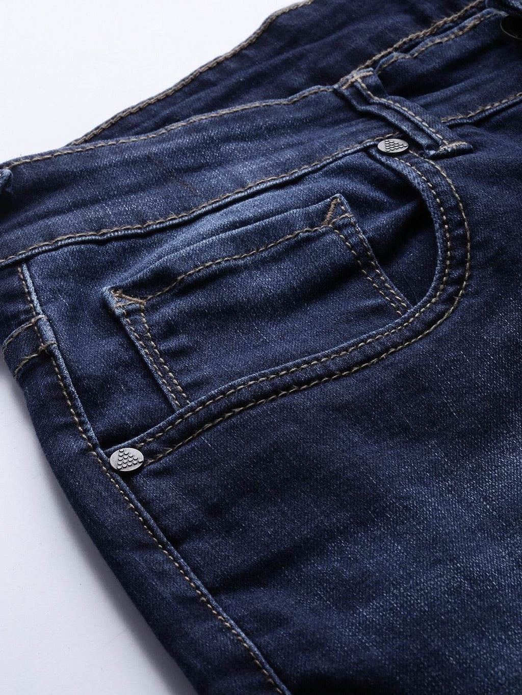 Men Blue Ankle Slim Tapered Slash Knee Stretchable Jeans - styleflea