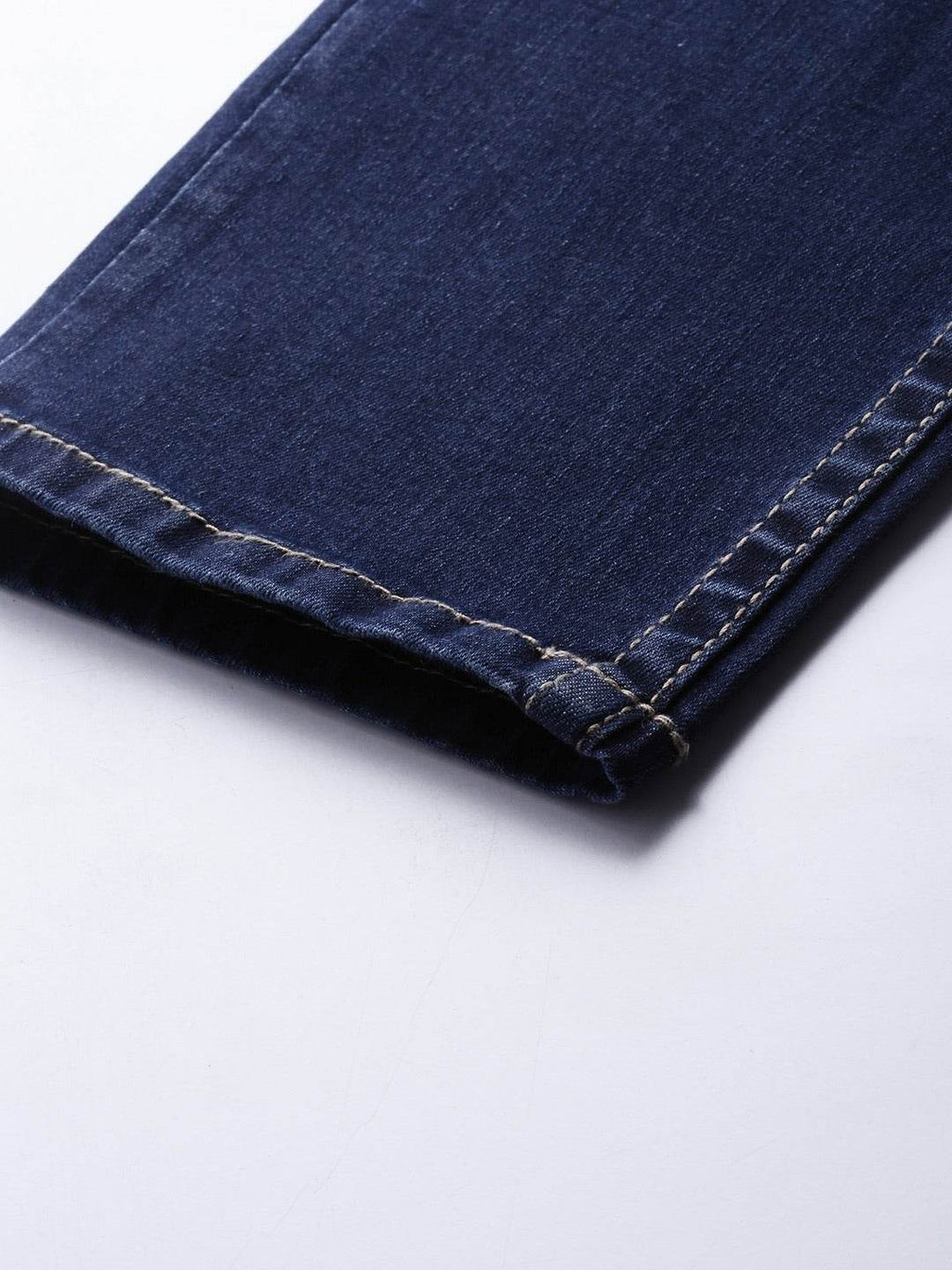 Men Blue Ankle Slim Tapered Slash Knee Stretchable Jeans - styleflea