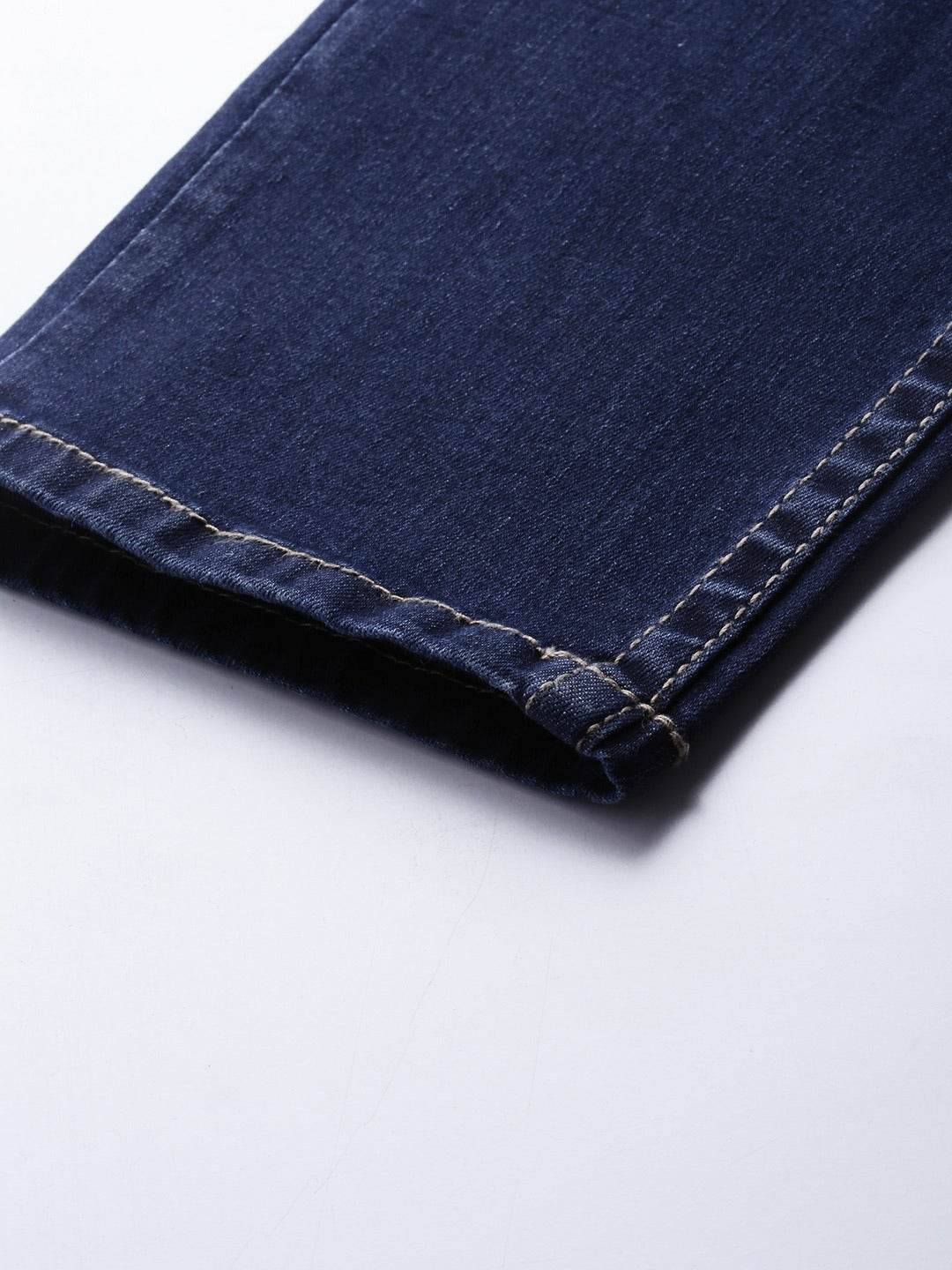 Men Blue Ankle Slim Tapered Slash Knee Stretchable Jeans - styleflea