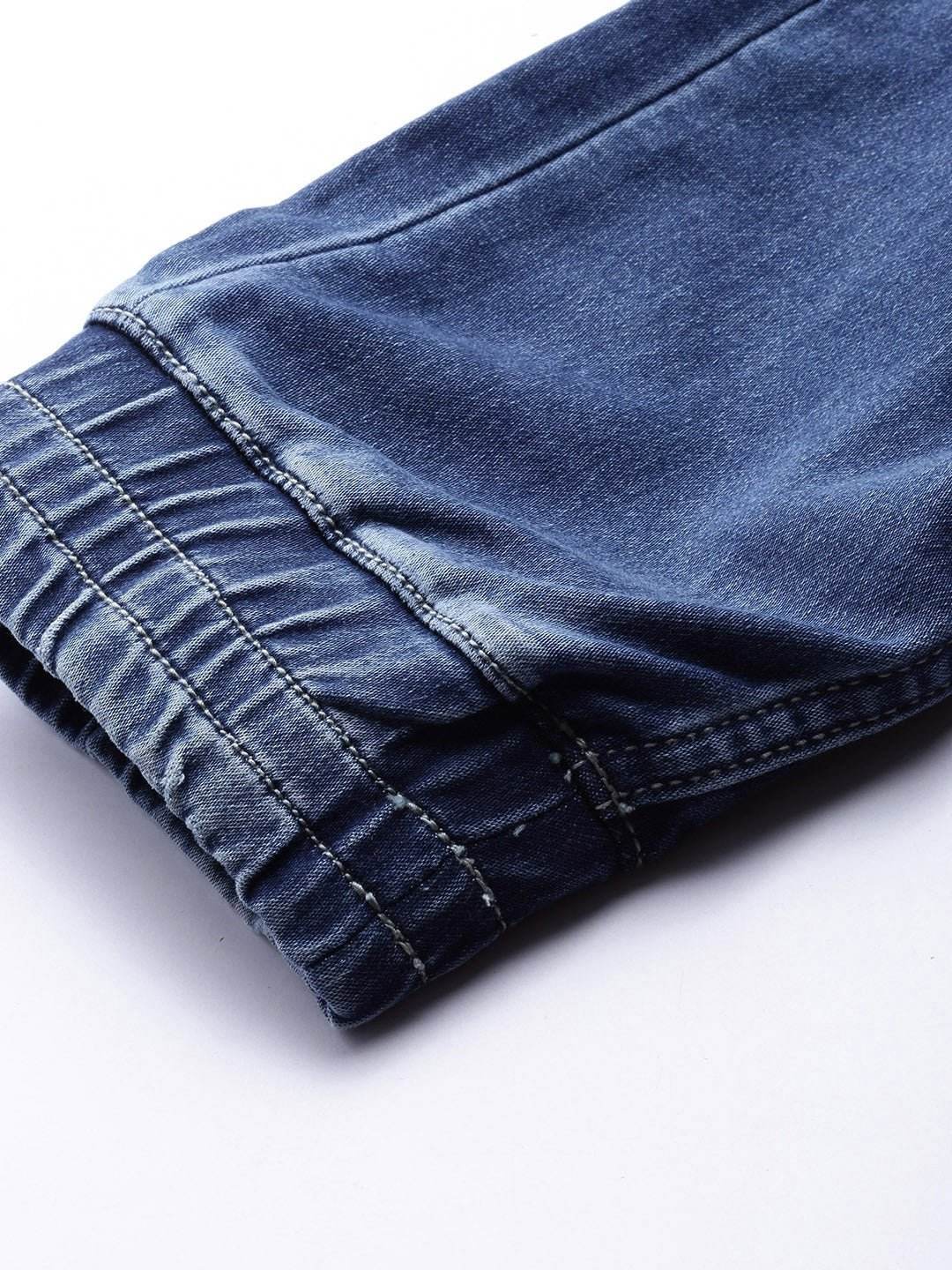 Men Blue Jogger Mid-Rise Clean Look Stretchable Jeans - styleflea