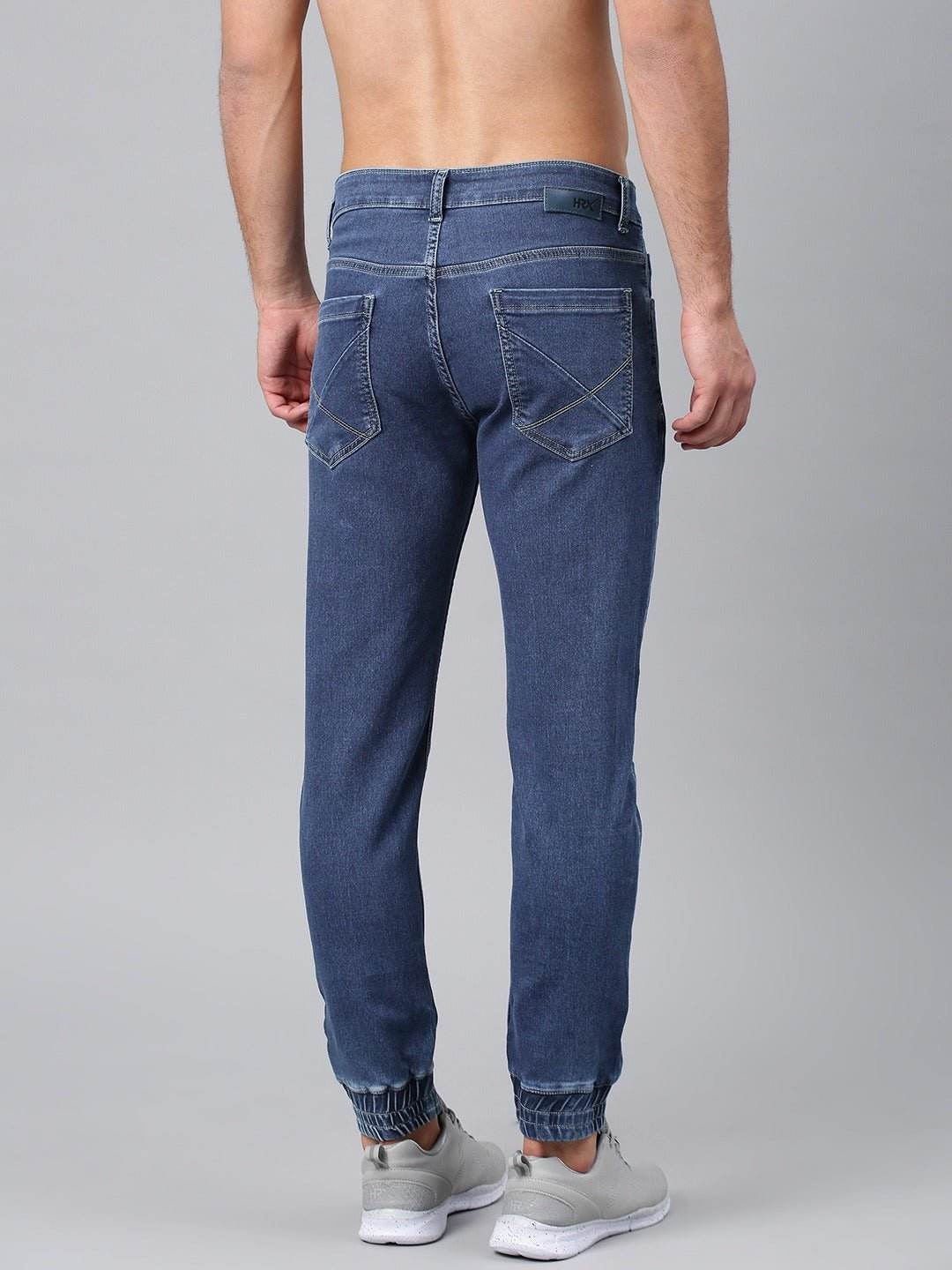 Men Blue Jogger Mid-Rise Clean Look Stretchable Jeans - styleflea