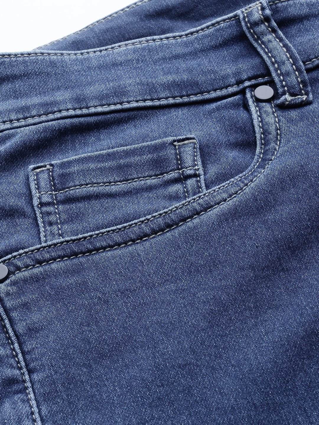 Men Blue Jogger Mid-Rise Clean Look Stretchable Jeans - styleflea