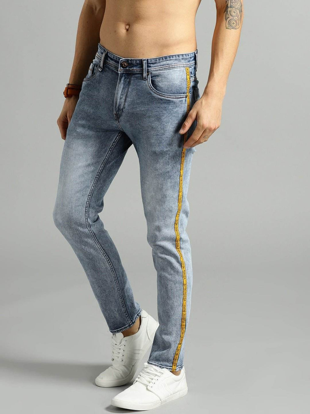 Men Blue Skinny Fit Mid-Rise Clean Look Stretchable Jeans - styleflea