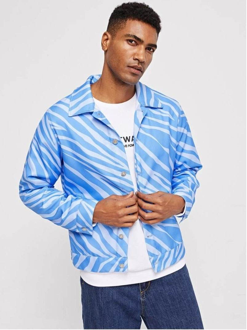 Men Button Front Collar Jacket - styleflea