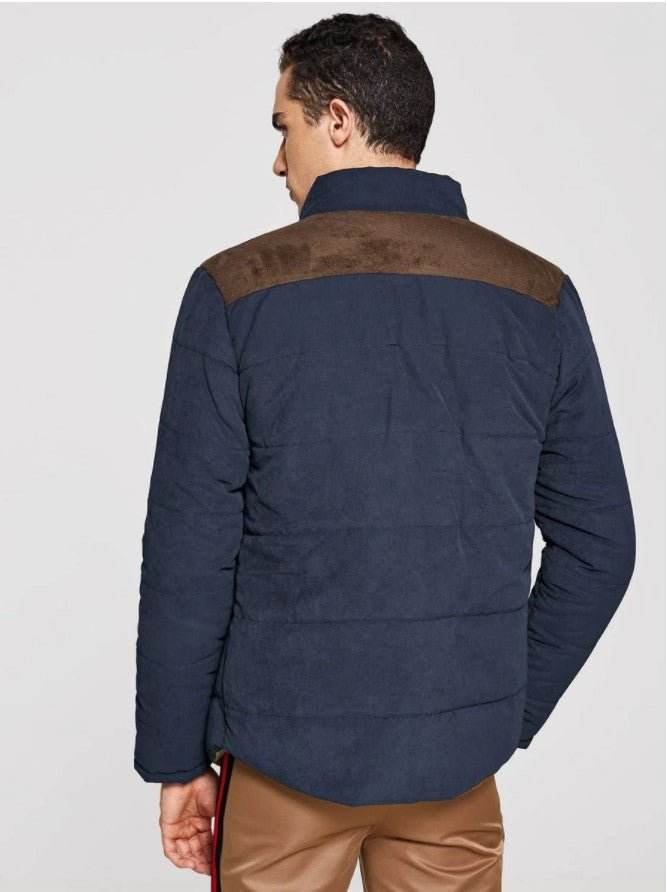 Men Contrast Suede Color Block Outerwear - styleflea