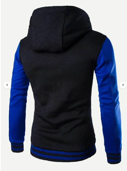 Men Cut And Sew Panel Hooded Jacket - styleflea
