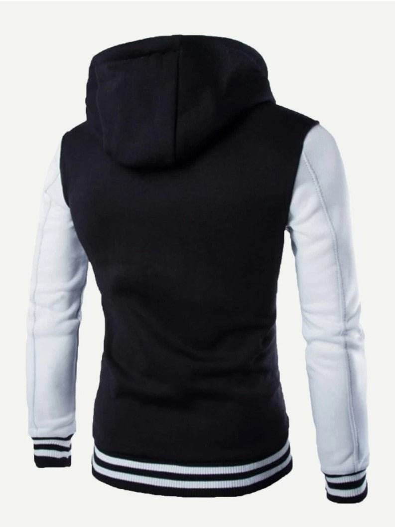 Men Cut And Sew Panel Hooded Jacket (White) - styleflea