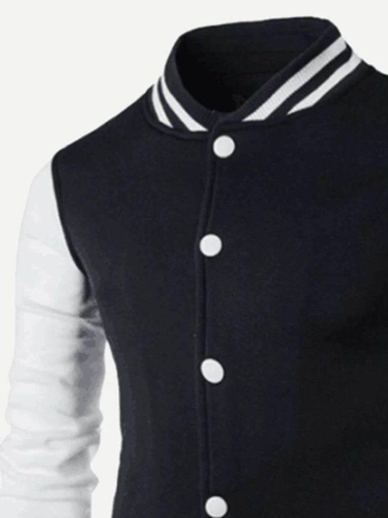 Men Cut And Sew Panel Jacket - Black - styleflea