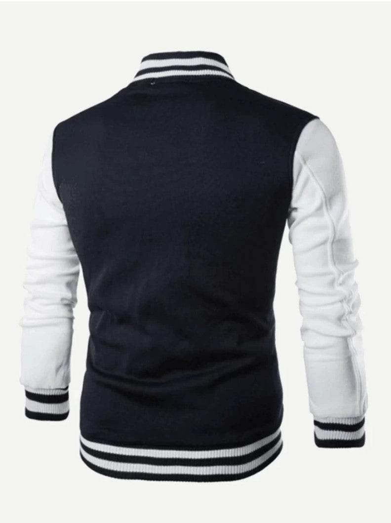 Men Cut And Sew Panel Jacket - Black - styleflea