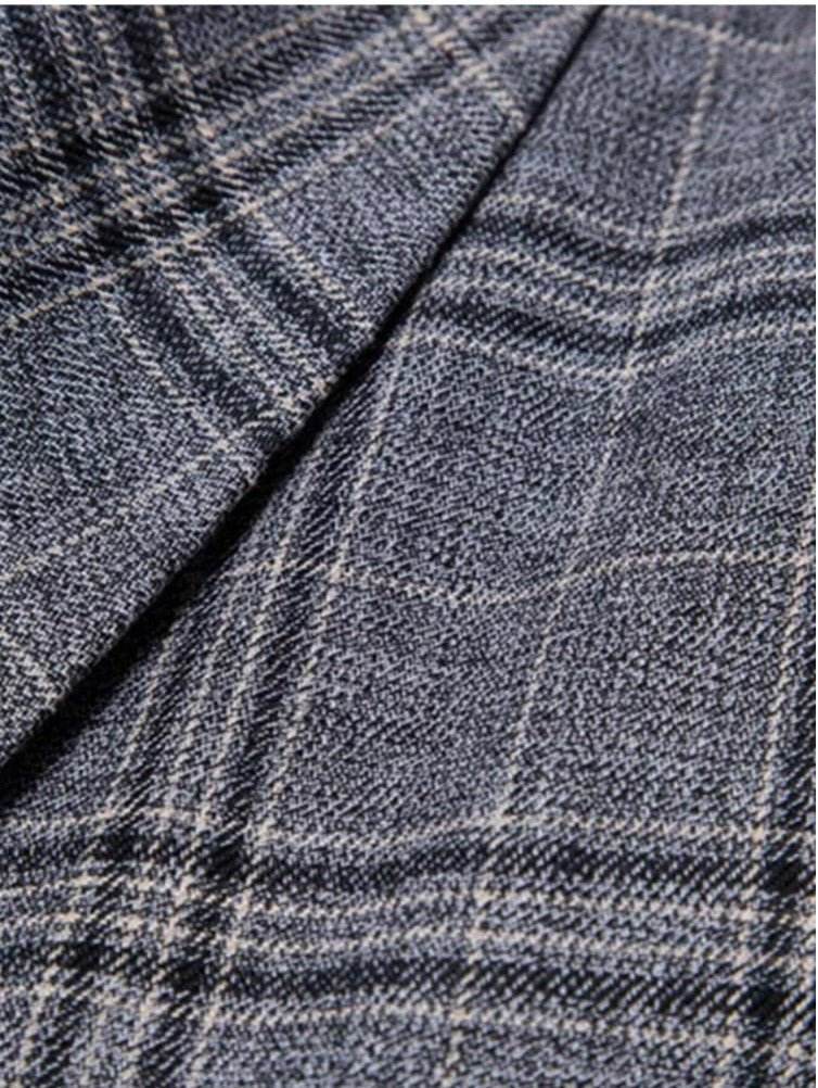 Men Double Breasted Plaid Waistcoat (ONLY VEST/NO SHIRT & TIE) - styleflea