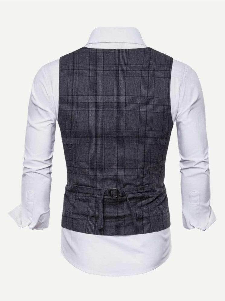 Men Double Breasted Pointed Hem Vest (ONLY VEST/NO SHIRT & TIE ) - styleflea